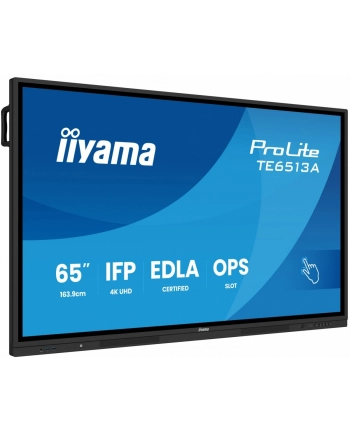 iiyama Monitor 65 '' TE6513A-B3AG INFRARED, 40pkt, IPS, 4K, 7H, 500cd/m2, WiFi, USB, ANDROID 14, Google EDLA, 2x20W, uchwyt ścienny nr 2