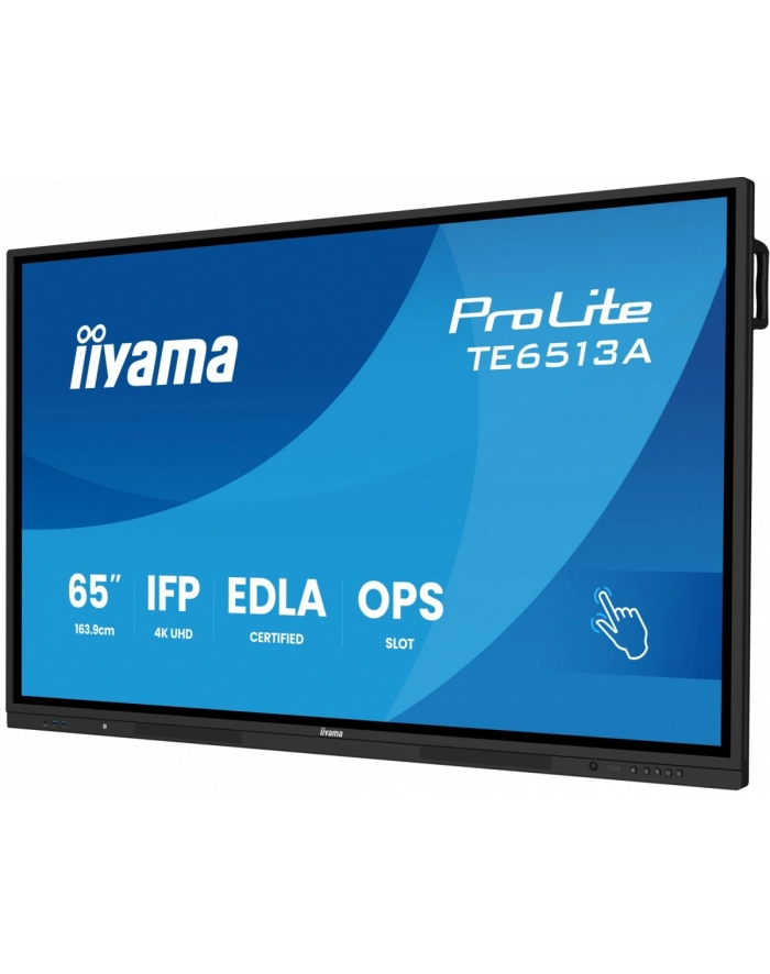 iiyama Monitor 65 '' TE6513A-B3AG INFRARED, 40pkt, IPS, 4K, 7H, 500cd/m2, WiFi, USB, ANDROID 14, Google EDLA, 2x20W, uchwyt ścienny główny