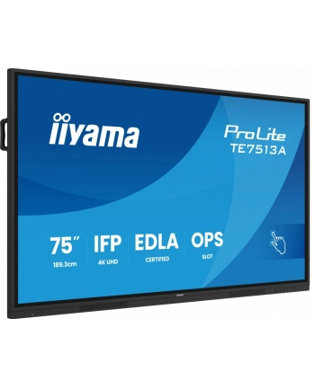iiyama Monitor 75 '' TE7513A-B3AG INFRARED, 40pkt, IPS, 4K, 500cd, 1200:1, WiFi, USB, ANDROID 14, Google EDLA, 2x20W, uchwyt ścienny nr 2