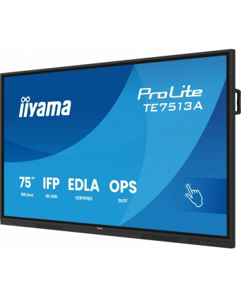 iiyama Monitor 75 '' TE7513A-B3AG INFRARED, 40pkt, IPS, 4K, 500cd, 1200:1, WiFi, USB, ANDROID 14, Google EDLA, 2x20W, uchwyt ścienny nr 1