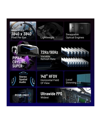 Pimax Crystal Super Ultrawide VR-Brille czarny PVH00010206 nr 1