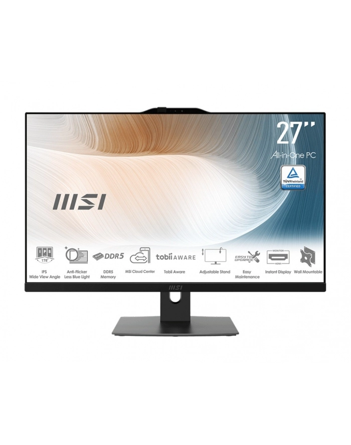 msi Komputer All-in-One Modern AM272P 1M-1293XEU nOS/Intel Core 5 120U/16GB/512SSD/UMA/27.0/Czarny główny