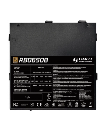Zasilacz Lian Li RB 650B Black Bronze 650W PCIe 5.1 ATX 3.1