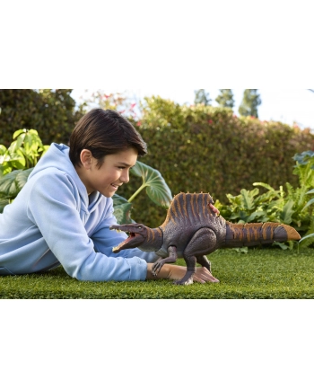 Mattel Jurassic World Tail Thrasher Spinozaur Podwójny atak Figurka dinozaura do ustawiania w różnych pozach z 2 atakami JGB56