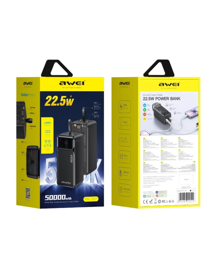 awei Powerbank 50000mAh 22,5W PA-107 PD 3xUSB główny