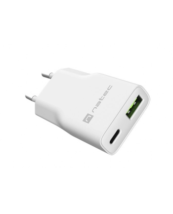natec Ładowarka sieciowa slim RiberaGAN 1xUSBC+1xUSB-A 20W