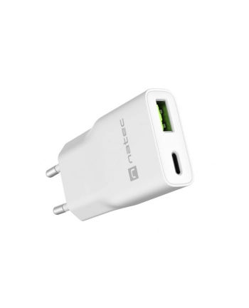 natec Ładowarka sieciowa slim RiberaGAN 1xUSBC+1xUSB-A 20W