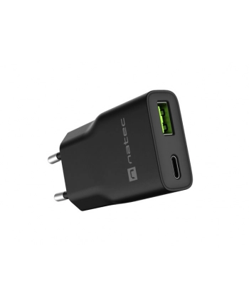 natec Ładowarka sieciowa slim RiberaGAN 1xUSBC+1xUSB-A 20W