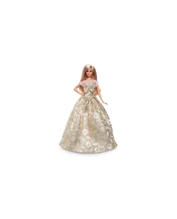 Barbie Signature Świąteczna Barbie 2025 Blondynka Kolekcjonerska lalka modowa w złoto-srebrnej sukni JBH95 nr 1