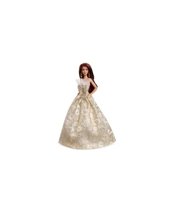 Barbie Signature Świąteczna Barbie 2025 Brązowe włosy Kolekcjonerska lalka modowa w złoto-srebrnej sukni JBJ02 JBH97 nr 1