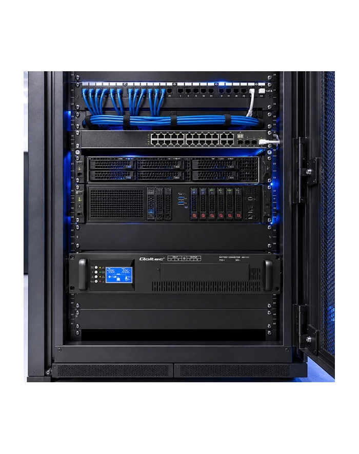 qoltec UPS Pure Sine Wave do RACK | 5kVA | 5000W | PF1.0 | LCD | EPO |  USB | On-line główny