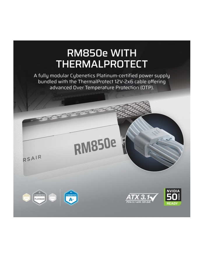 corsair Zasilacz RM850e 3rd Gen 80+GOLD ATX 3.1 Thermal Pczerwonyect biały główny
