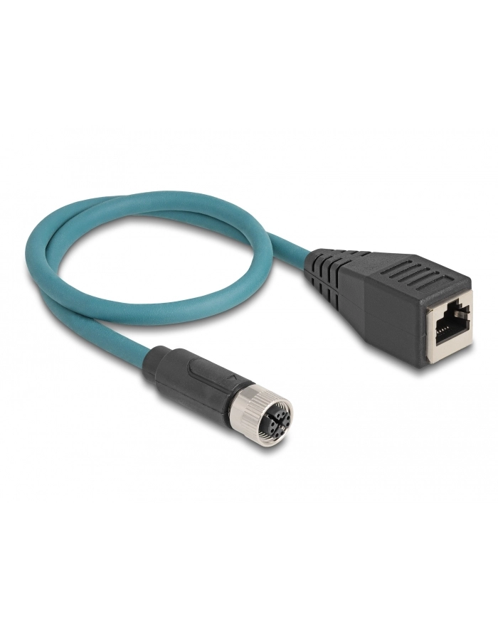 Tragant Przewód adapter IP67 M12 X-coded 8-pin żeński RJ45 Cat.5e 50cm Delock 60070 główny