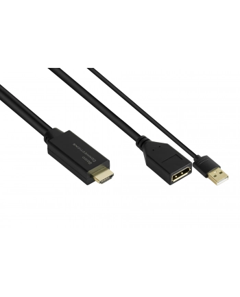 Alcasa HDMI-AD22 adapter kablowy 0,3 m HDMI Typu A (Standard) DisplayPort Czarny