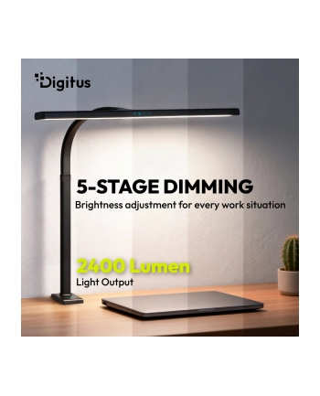 digitus Lampa biurkowa LED, 80 cm, 2400 lm, 16 W, temp. barw 3000K-6500K, czarna nr 1
