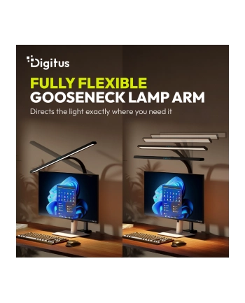digitus Lampa biurkowa LED, 80 cm, 2400 lm, 16 W, temp. barw 3000K-6500K, czarna nr 2