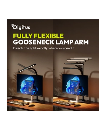 digitus Lampa biurkowa LED, 50 cm, 1025 lm, 7 W, temp. barw 3000K-6500K, czarna nr 2