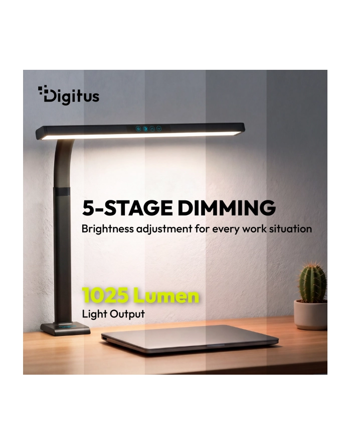 digitus Lampa biurkowa LED, 50 cm, 1025 lm, 7 W, temp. barw 3000K-6500K, czarna główny