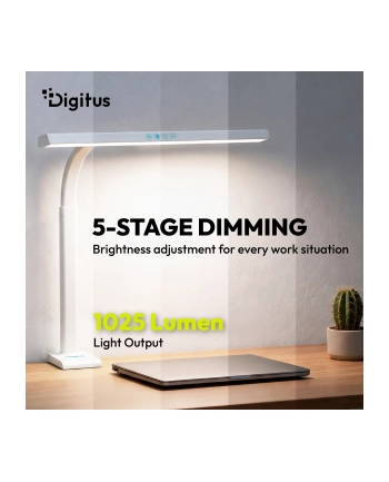 digitus Lampa biurkowa LED, 50 cm, 1025 lm, 7 W, temp. barw 3000K-6500K, biała nr 1