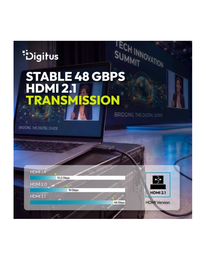 digitus Kabel optyczny HDMI AOC zbrojony, typ A M/M, Ultra HD, 8K 60Hz, czarny, 20m główny