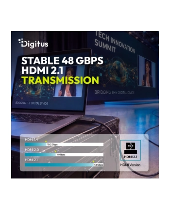 digitus Kabel optyczny HDMI AOC zbrojony, typ A M/M, Ultra HD, 8K 60Hz, czarny, 50m