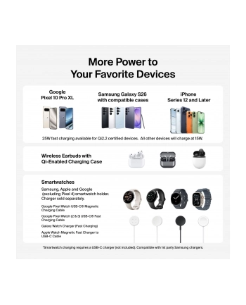 Belkin UltraCharge 25W Qi2 czar. Modulowa Stac. Ladow. WIZ052kqBK