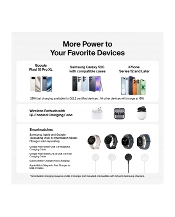 Belkin UltraCharge 25W Qi2 biala Modulowa Stac. Ladow. WIZ052kqWH