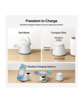 Belkin UltraCharge 25W Qi2 biala Modulowa Stac. Ladow. WIZ052kqWH