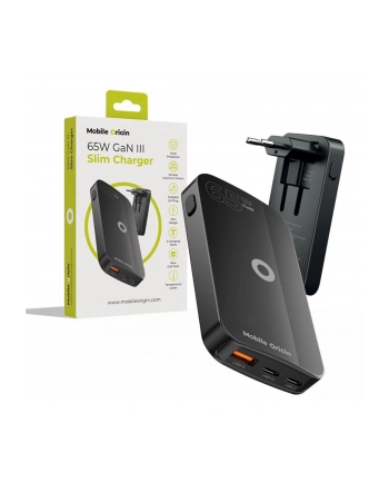 Mobile Origin 65W GaN Slim dual USB-C single USB-A czarny