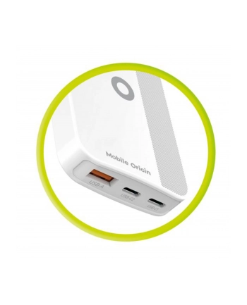 Mobile Origin 65W GaN Slim dual USB-C single USB-A, bialy