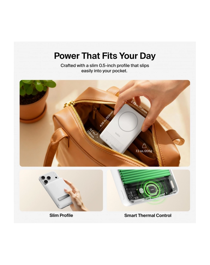 Belkin BoostCharge Slim 15W Qi2 magn.Powerb. 10000mAh BPD016hqWH główny