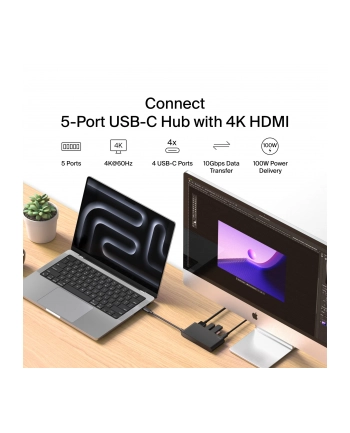 Belkin CONNECT 5-Port-USB-C Hub z 4K-HDMI-Polaczenie AVC021hqBK