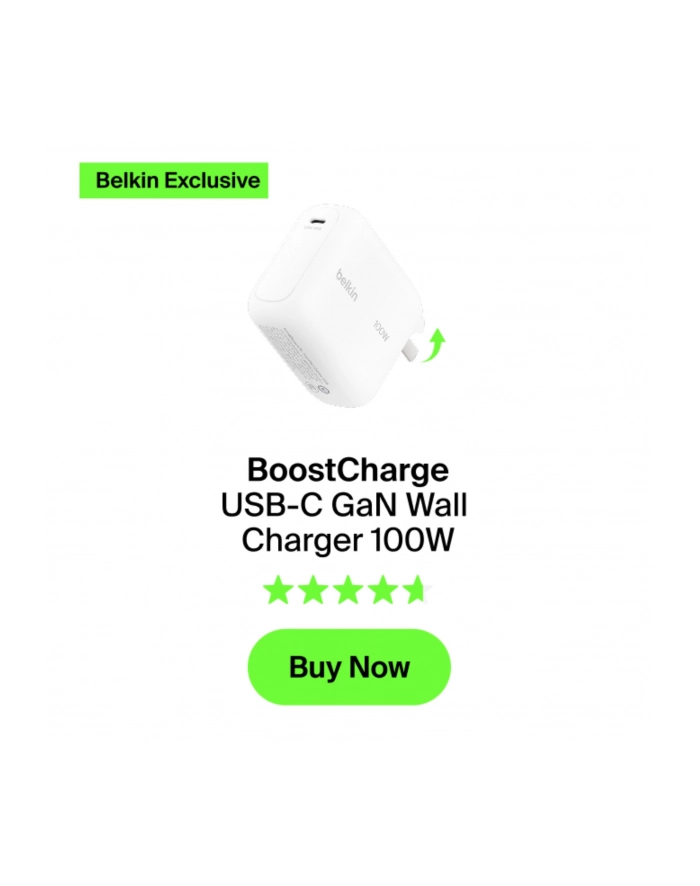 Belkin BOOSTCharge 100W USB-C GAN Wtyczka ws. WCH025kqWH główny