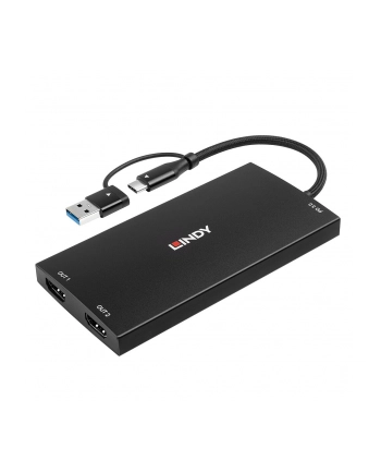 Lindy Konwerter Usb typu A i C na podwójne Hdmi 4K 60