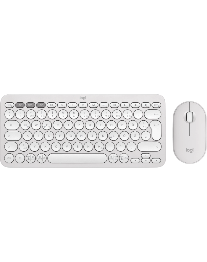 Logitech 920-012204 klawiatura Dołączona myszka Uniwersalne RF Wireless + Bluetooth QWERTZ Niemiecki Biały (920012204) główny