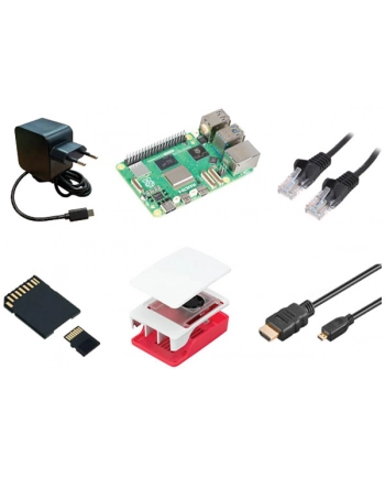 Mikrokontroler Raspberry Pi 4B - 8GB - Zestaw Pełny z Biało-Czerwoną Obudową (SIRPI4BFULL8GB) nr 1