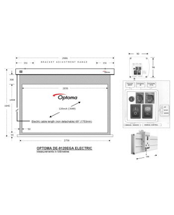Ekran projekcyjny Optoma DE-9120EGA(120'', 16:9, 265x149)