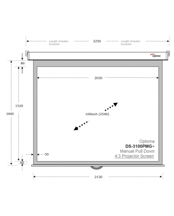 Ekran projekcyjny Optoma DS-3100PMG+ (100'', 4:3, 203x152)