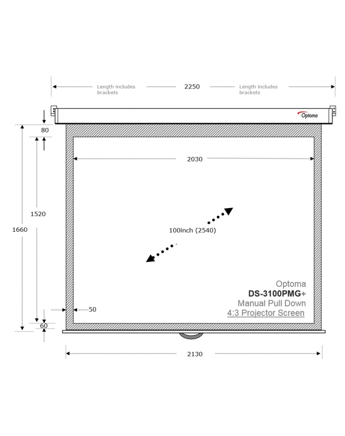 Ekran projekcyjny Optoma DS-3100PMG+ (100'', 4:3, 203x152) główny