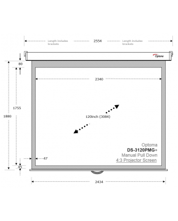 Ekran projekcyjny Optoma DS-3120PMG+ (120'', 4:3, 234x175)