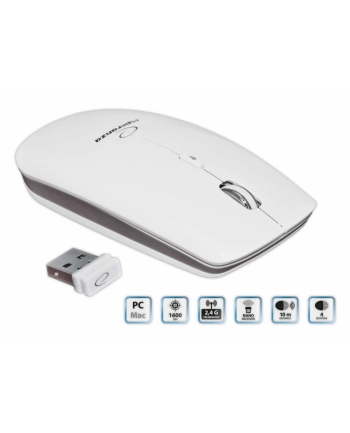 ESPERANZA Bezprzewodowa Mysz Optyczna EM120W PC/MAC| 2,4 GHz | 1600 DPI | Biała