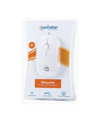 Manhattan Myszka optyczna Mini Superslim USB 1000dpi biała nr 2