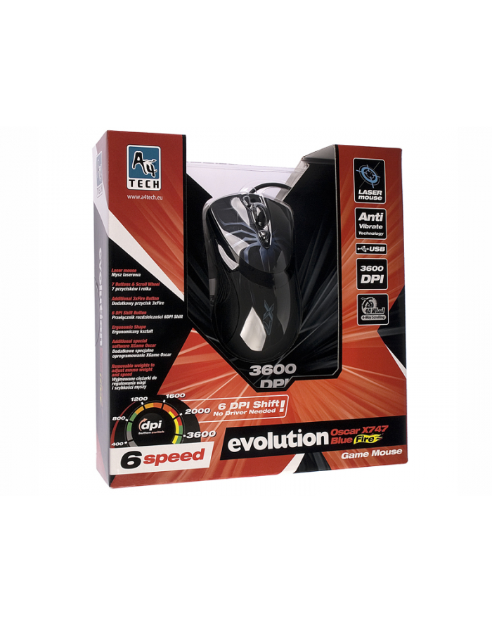 Mysz A4T EVO XGame Laser Oscar X747 Blue Fire USB główny