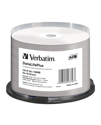 CD-R Verbatim | cake box 50 | 700MB | 52x | do nadruku Wide Thermal