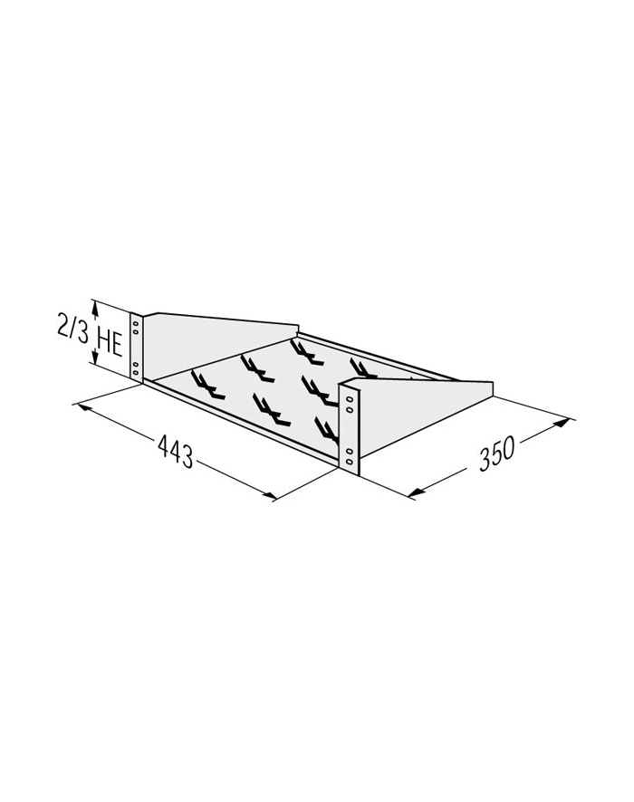 APRAnet Półka 19'' z otworami, 2U, 350 mm główny