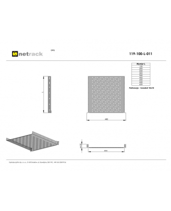 Netrack półka 19'' 1U/150mm, grafit