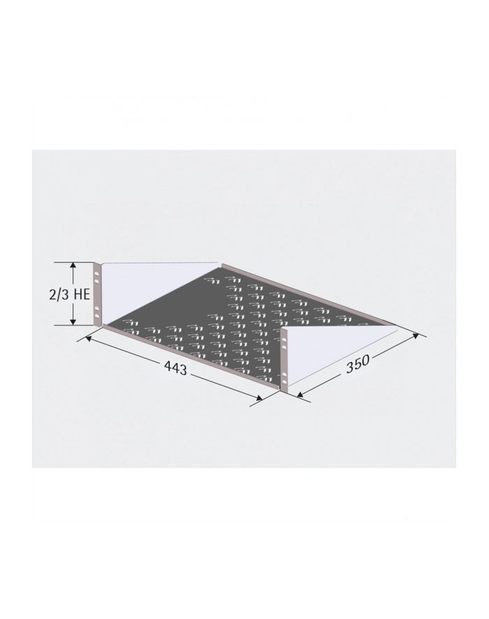 APRAnet Półka 19'' z otworami, 2U, 350 mm główny
