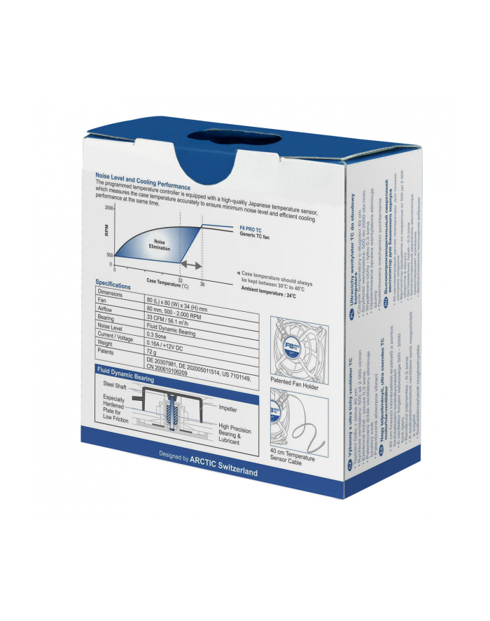Wentylator ARCTIC COOLING fan F8 PRO TC (80x80x34)  (kontrola prędkości, łożysko FDB) główny