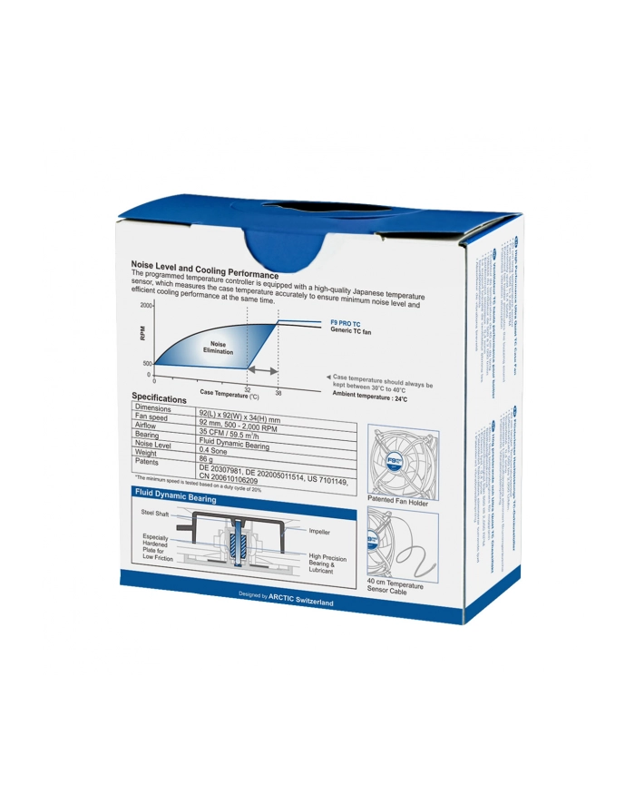 Wentylator ARCTIC COOLING F9 PRO TC (92x92x34) główny