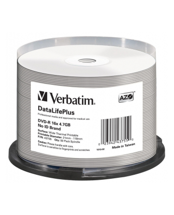 VERBATIM DVD-R(50-Pack)/Spindle/16X/4.7GB/DataLife Plus Wide Thermal dofessional  No ID Brand nr 2